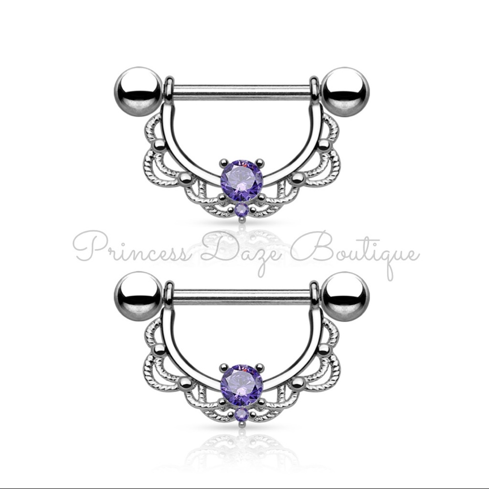 Purple Lace Nipple Ring Set‎